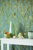 300804 Coral Blue Wallpaper by Eijffinger