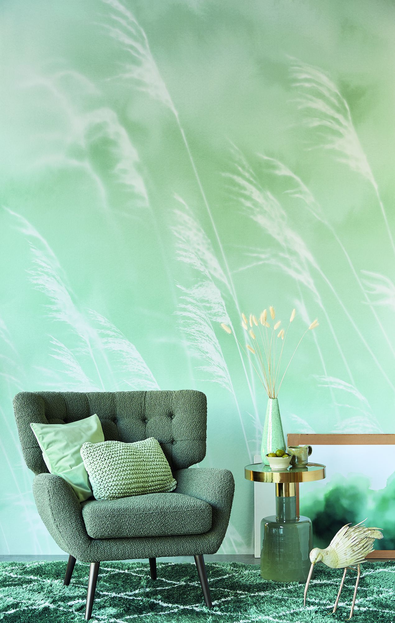 300901 Waterlands Green Mural by Eijffinger