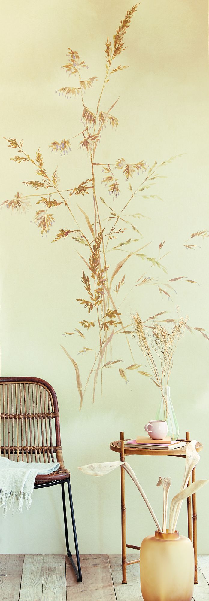 300903 Aqua Twigs Cream Mural by Eijffinger