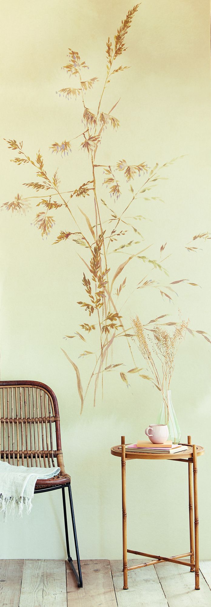 300903 Aqua Twigs Cream Mural by Eijffinger