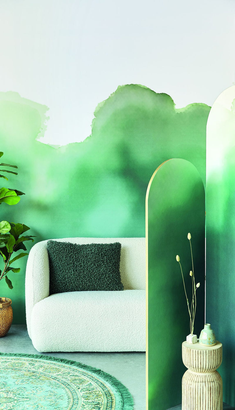 300914 Aqua Twigs Green Mural by Eijffinger