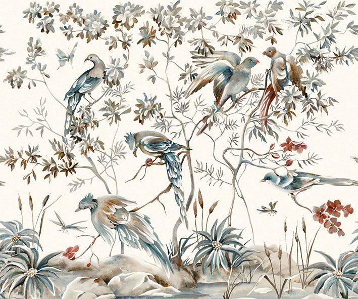 30191 Bombay Design 006 Beige and Blue Mural by Galerie