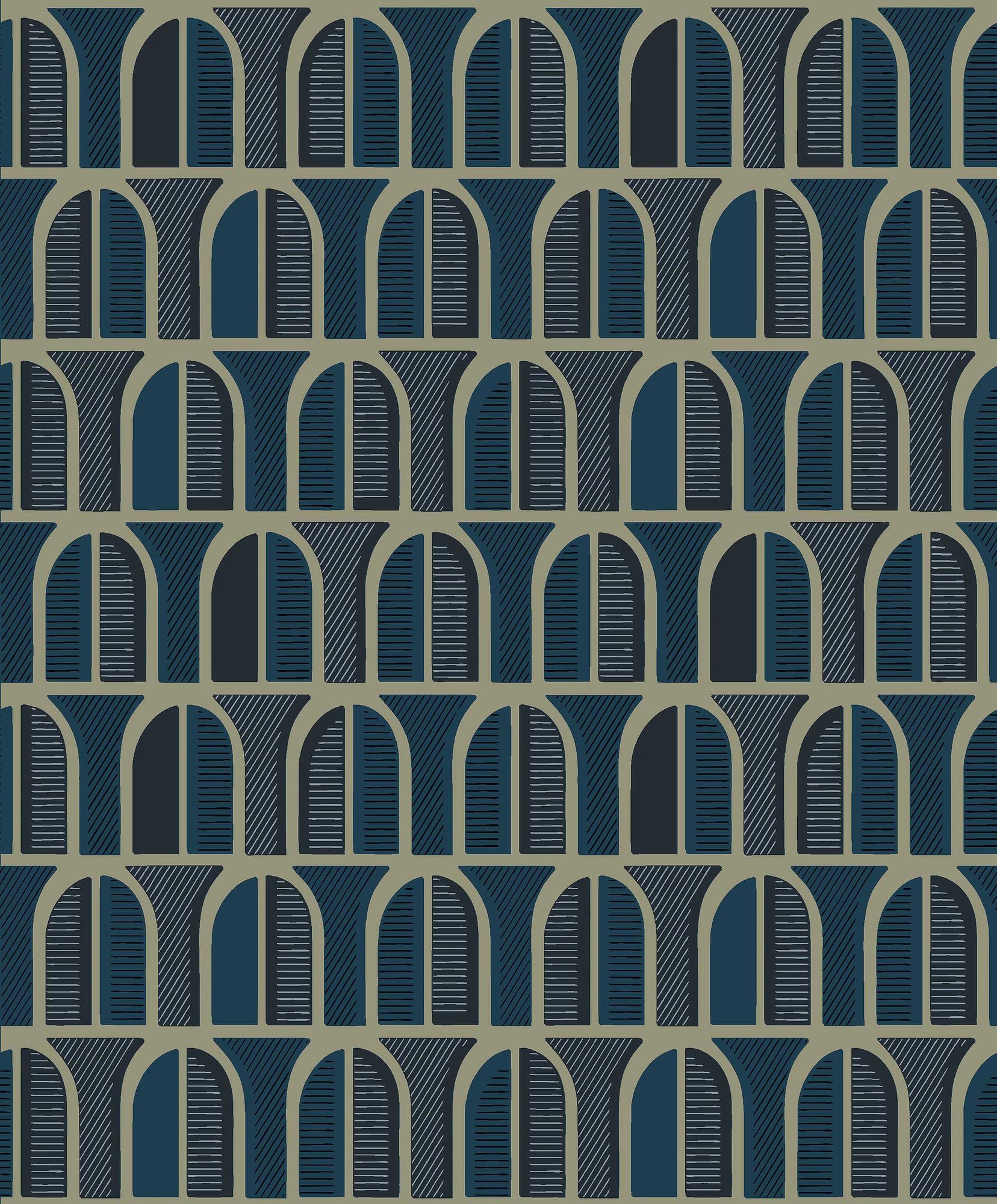 3050 Venice Dark Blue Graphics Wallpaper by Boråstapeter