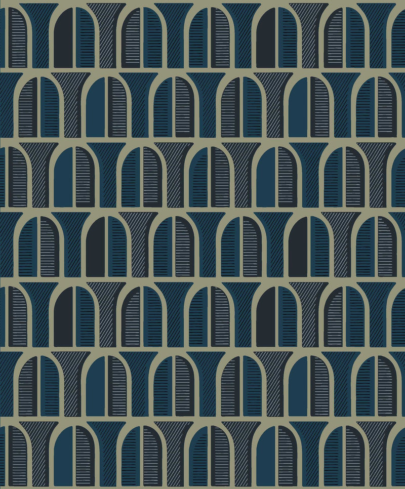 3050 Venice Dark Blue Graphics Wallpaper by Boråstapeter