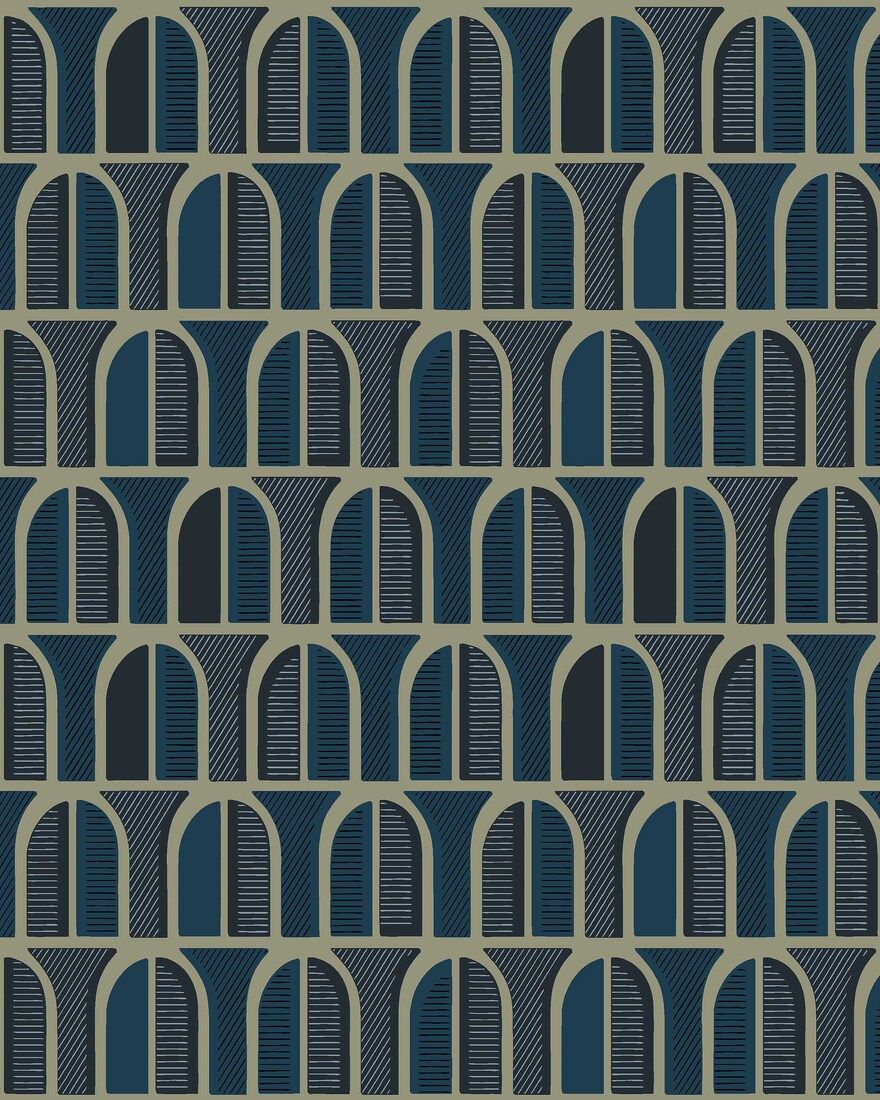 3050 Venice Dark Blue Graphics Wallpaper by Boråstapeter
