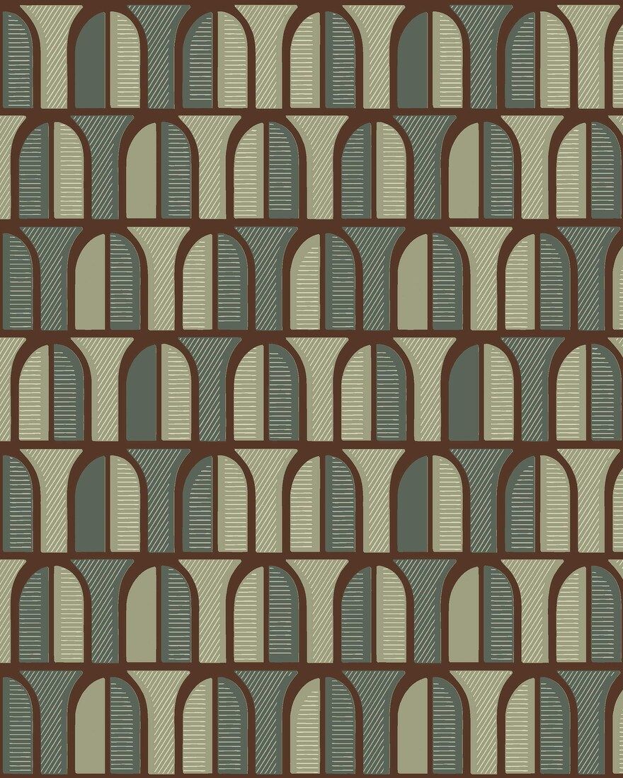 3052 Venice Dark Green Graphics Wallpaper by Boråstapeter