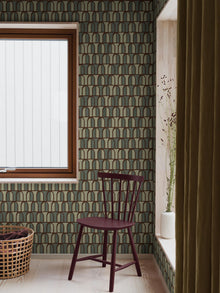 3052 Venice Dark Green Graphics Wallpaper by Boråstapeter