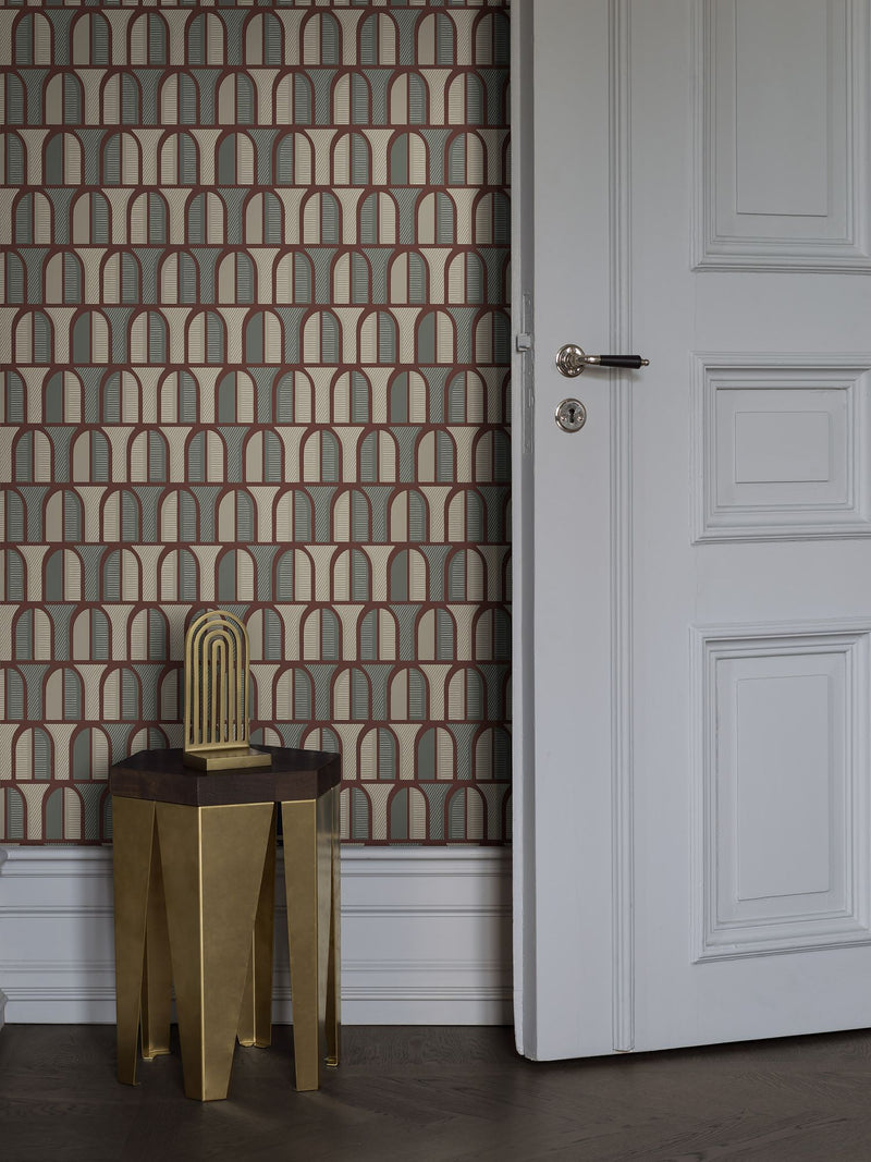 3052 Venice Dark Green Graphics Wallpaper by Boråstapeter