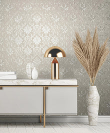 30623 Damask Pearl Beige Industrial Effects By Galerie
