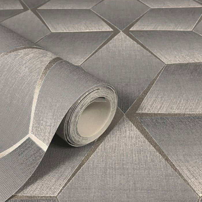 310610 Luxor Grey Geo Wallpaper by Rasch