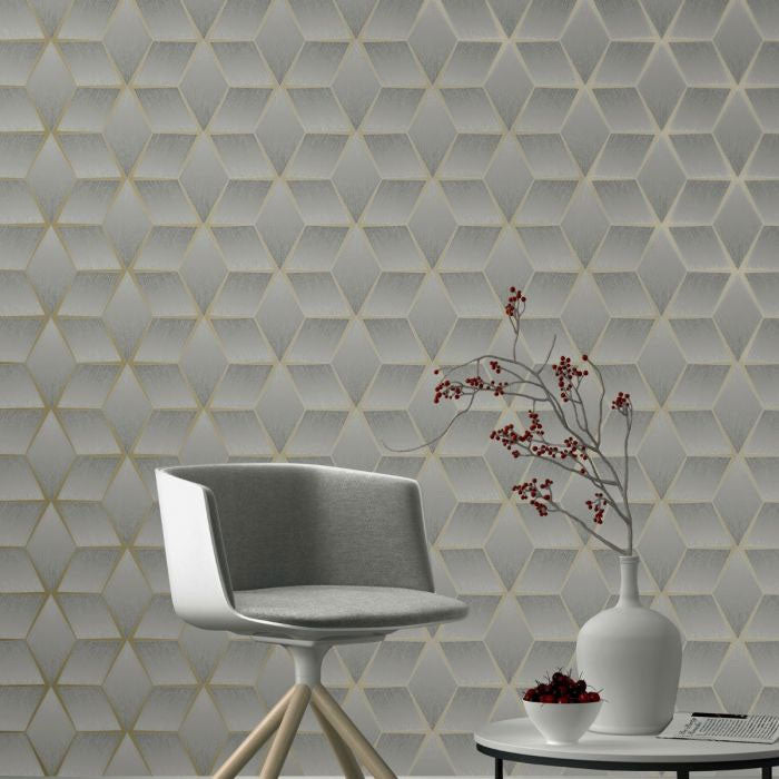 310610 Luxor Grey Geo Wallpaper by Rasch