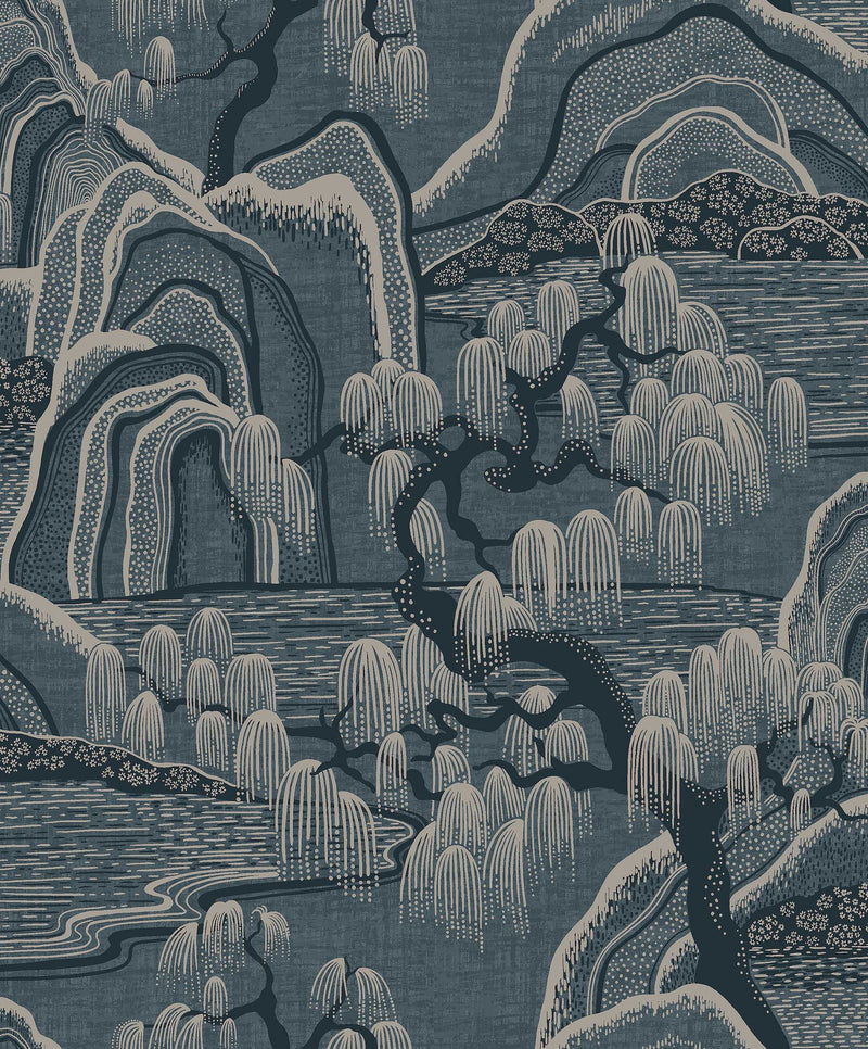 3133 Indigo Garden Blue Icons Wallpaper by Boråstapeter
