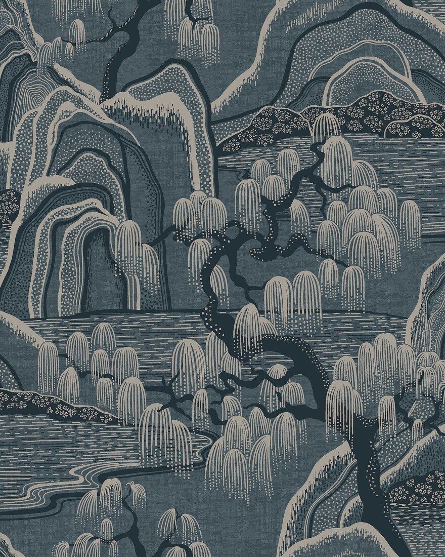 3133 Indigo Garden Blue Icons Wallpaper by Boråstapeter