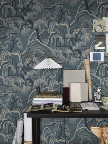 3133 Indigo Garden Blue Icons Wallpaper by Boråstapeter