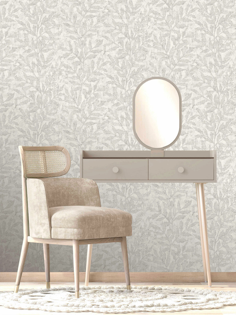 315004 Richmond Leaf Off White Wallpaper by Rasch
