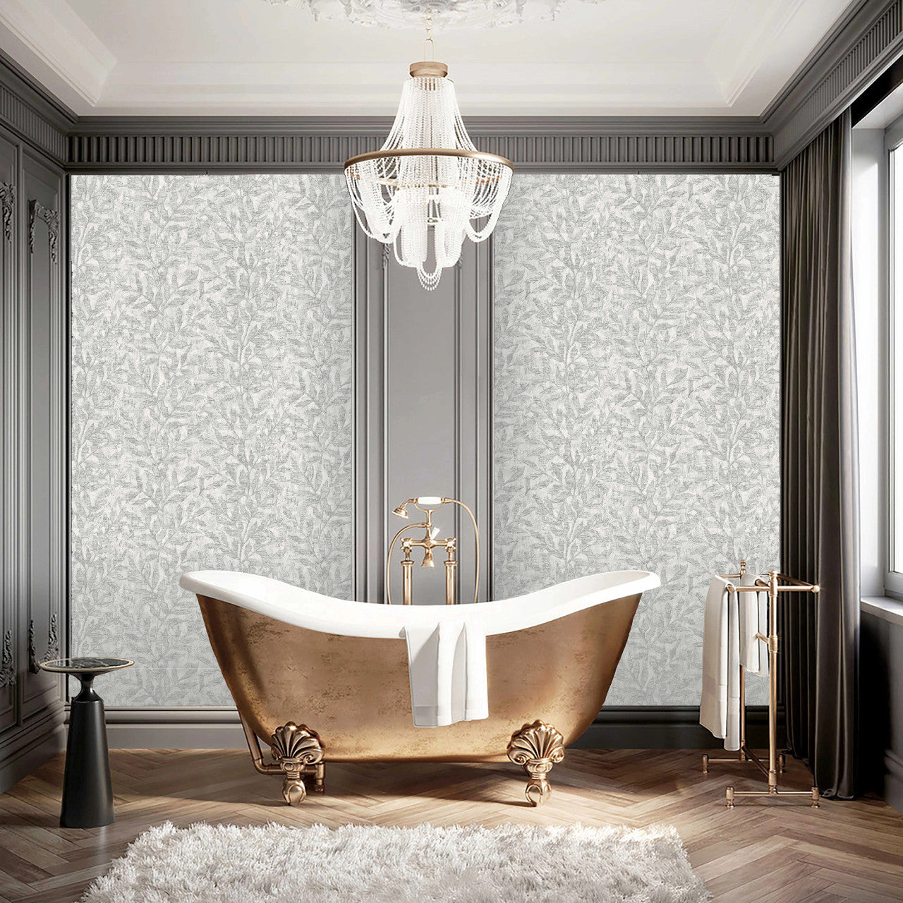 315011 Richmond Leaf Grey Wallpaper by Rasch