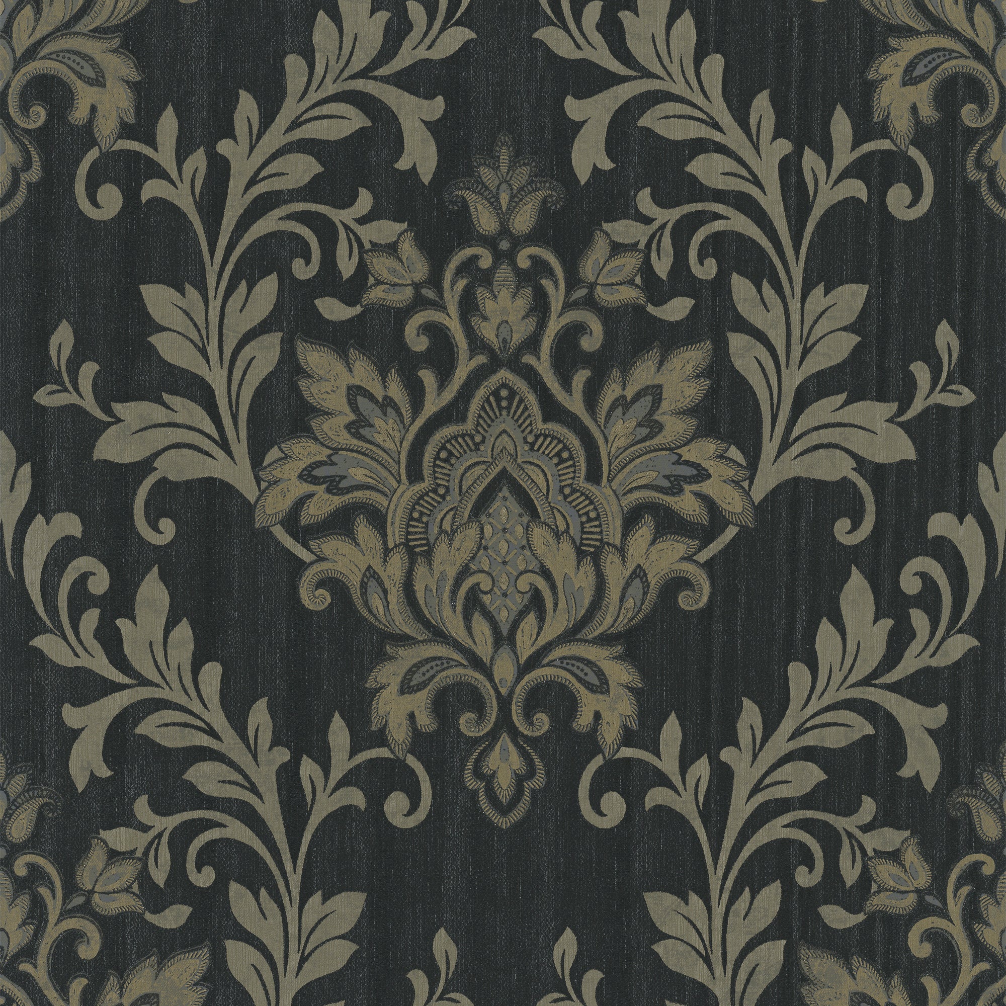 31570 Serene Ornamental Black and Gold Wallpaper By Galerie