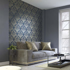31570 Serene Ornamental Black and Gold Wallpaper By Galerie