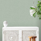 Fiji Linen Sage Green Texture Wallpaper by Rasch