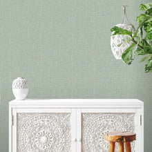 Fiji Linen Sage Green Texture Wallpaper by Rasch