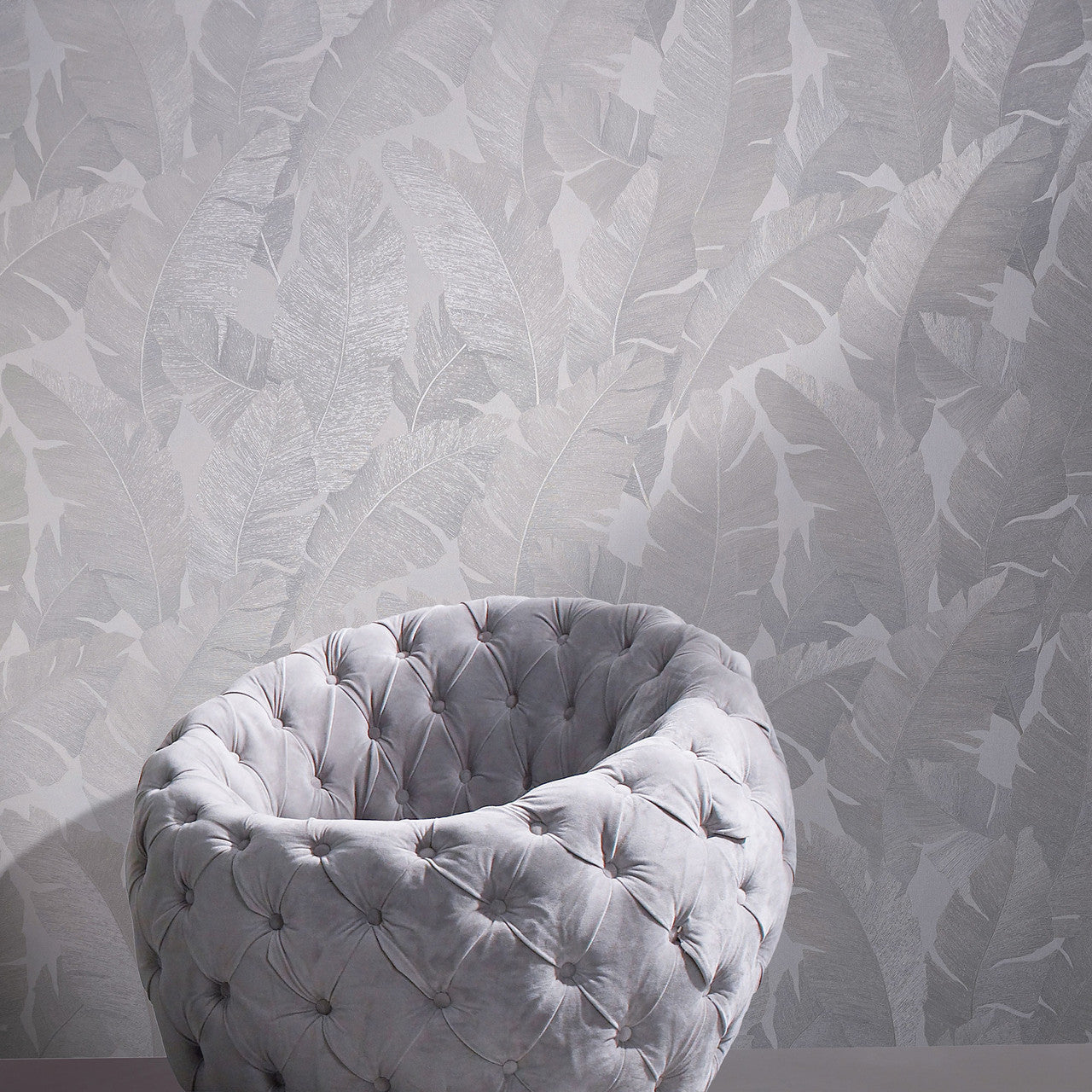 31623 Palm Leaf The New Design Book White and Grey Wallpaper By Galerie
