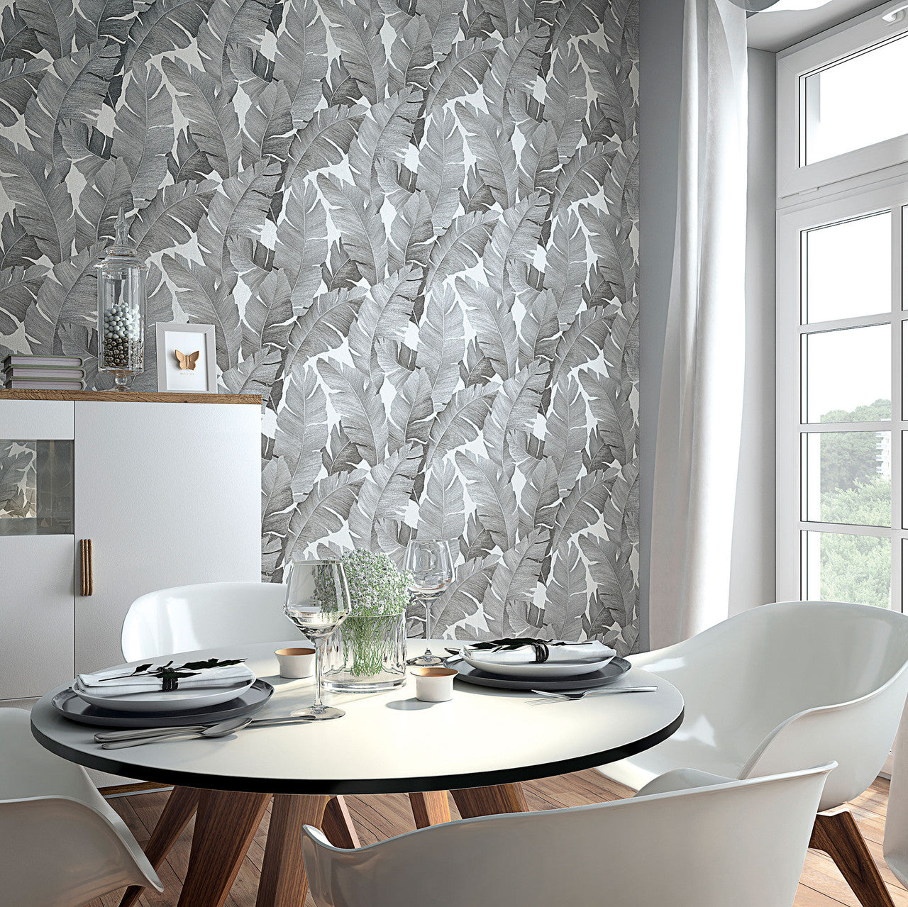 31624 Palm Leaf The New Design Book Black and Silver Wallpaper By Galerie