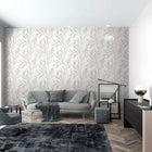 32202 Embroidered Leaf The New Design Book White and Beige Wallpaper By Galerie