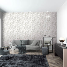 32202 Embroidered Leaf The New Design Book White and Beige Wallpaper By Galerie