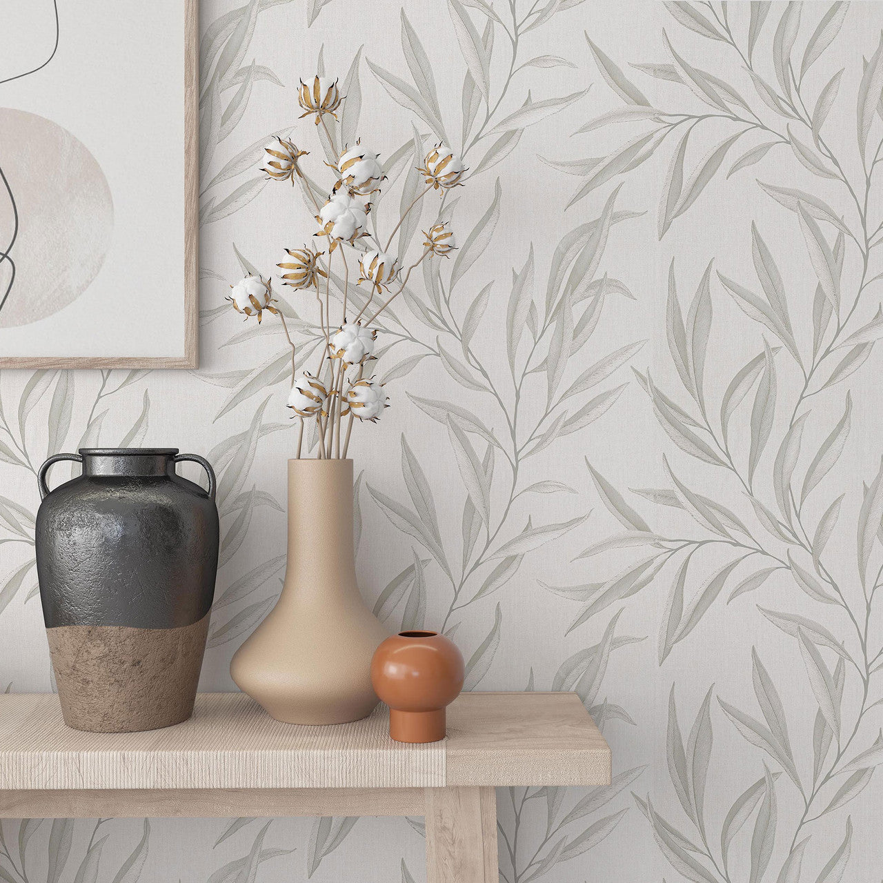 32202 Embroidered Leaf The New Design Book White and Beige Wallpaper By Galerie