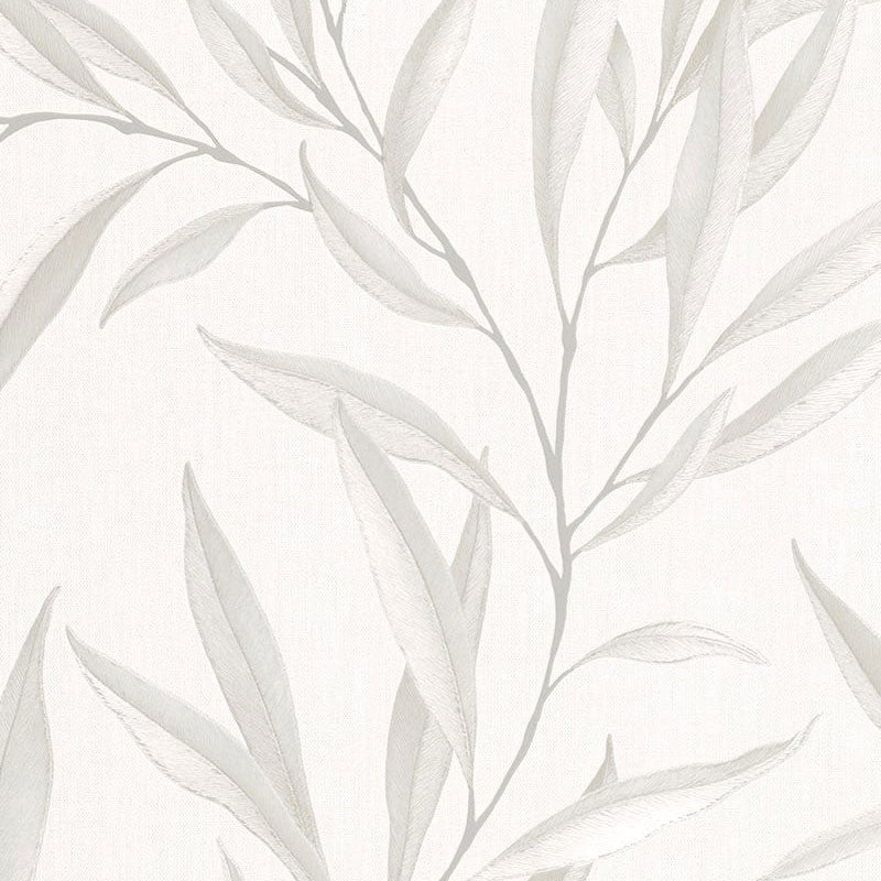 32202 Embroidered Leaf The New Design Book White and Beige Wallpaper By Galerie