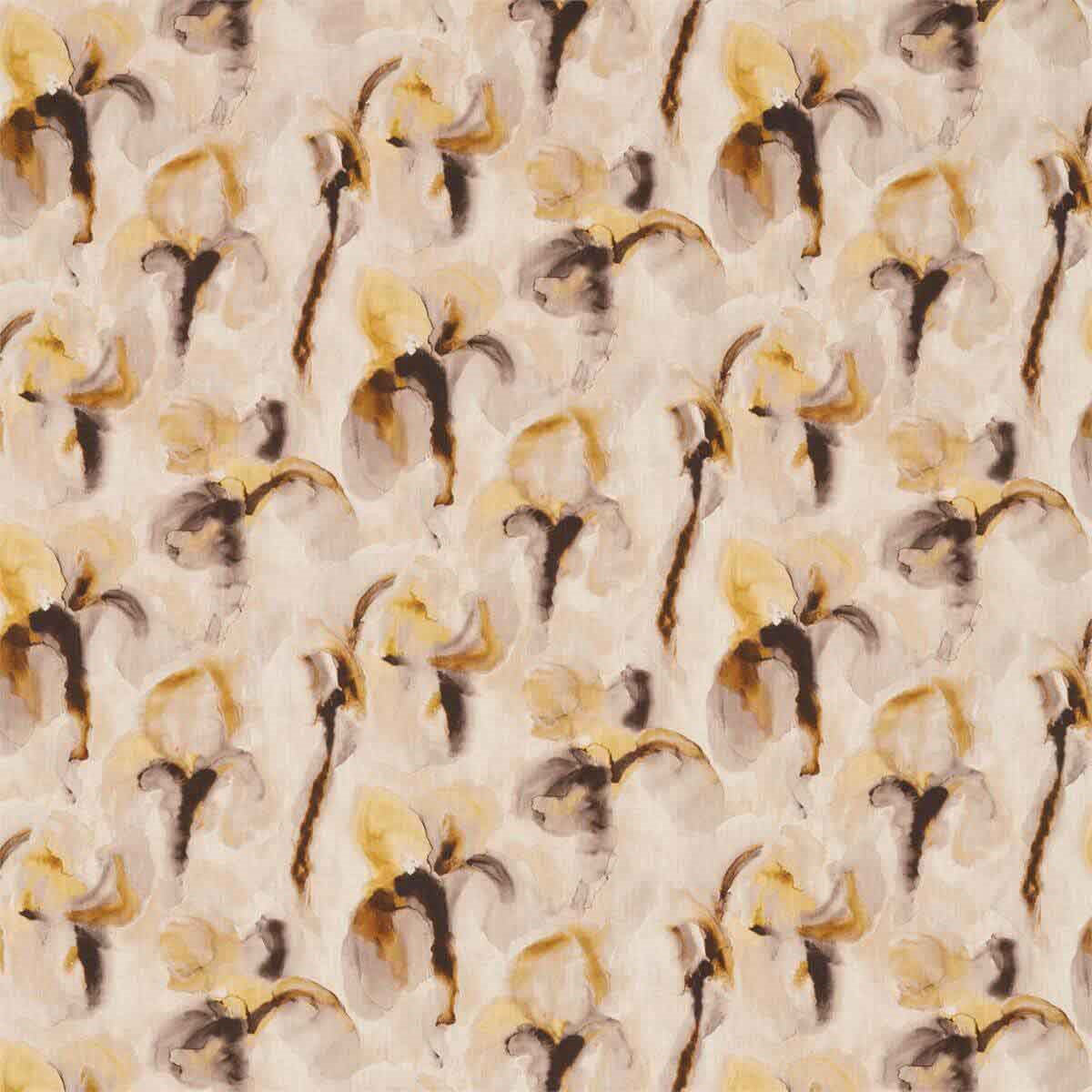 322431 Water Iris Kensington Walk Gold/Charcoal Fabric by Zoffany