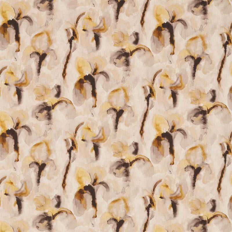 322431 Water Iris Kensington Walk Gold/Charcoal Fabric by Zoffany