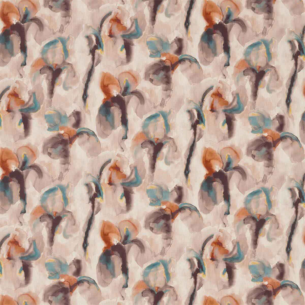 322433 Water Iris Kensington Walk Peacock/Copper Fabric by Zoffany