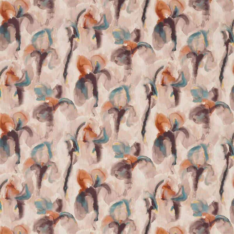 322433 Water Iris Kensington Walk Peacock/Copper Fabric by Zoffany