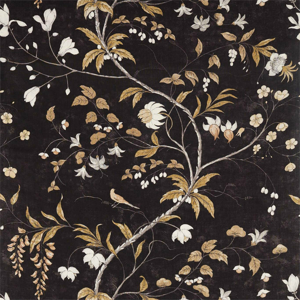 322654 Chambalon Trail Darnley Antique Gold/Vine Black Fabric by Zoffany