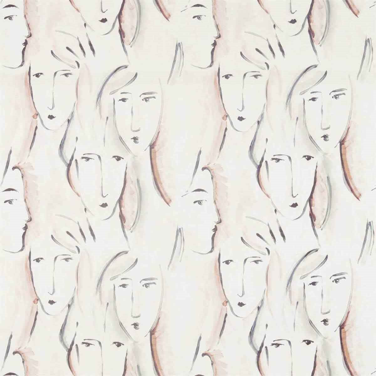 322674 Les Dames Icons Rose Quartz/Ink Fabric by Zoffany