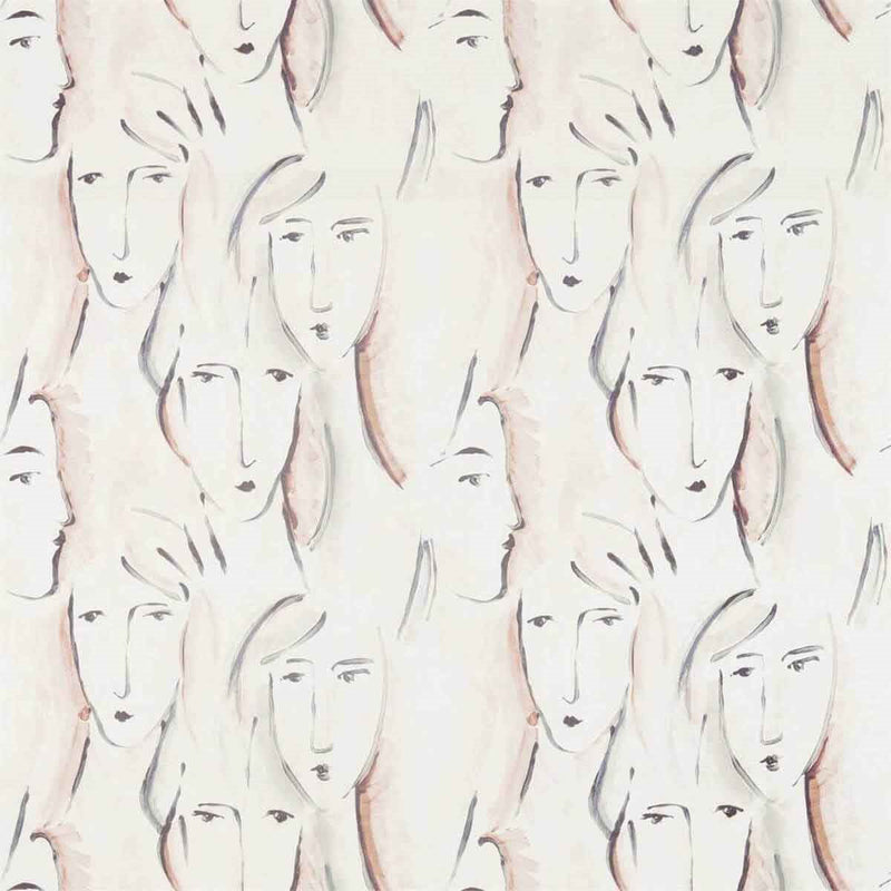 322674 Les Dames Icons Rose Quartz/Ink Fabric by Zoffany