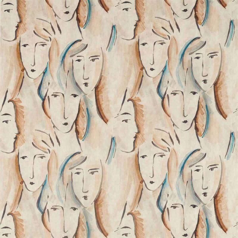 322675 Les Dames Icons Peacock/Copper Fabric by Zoffany