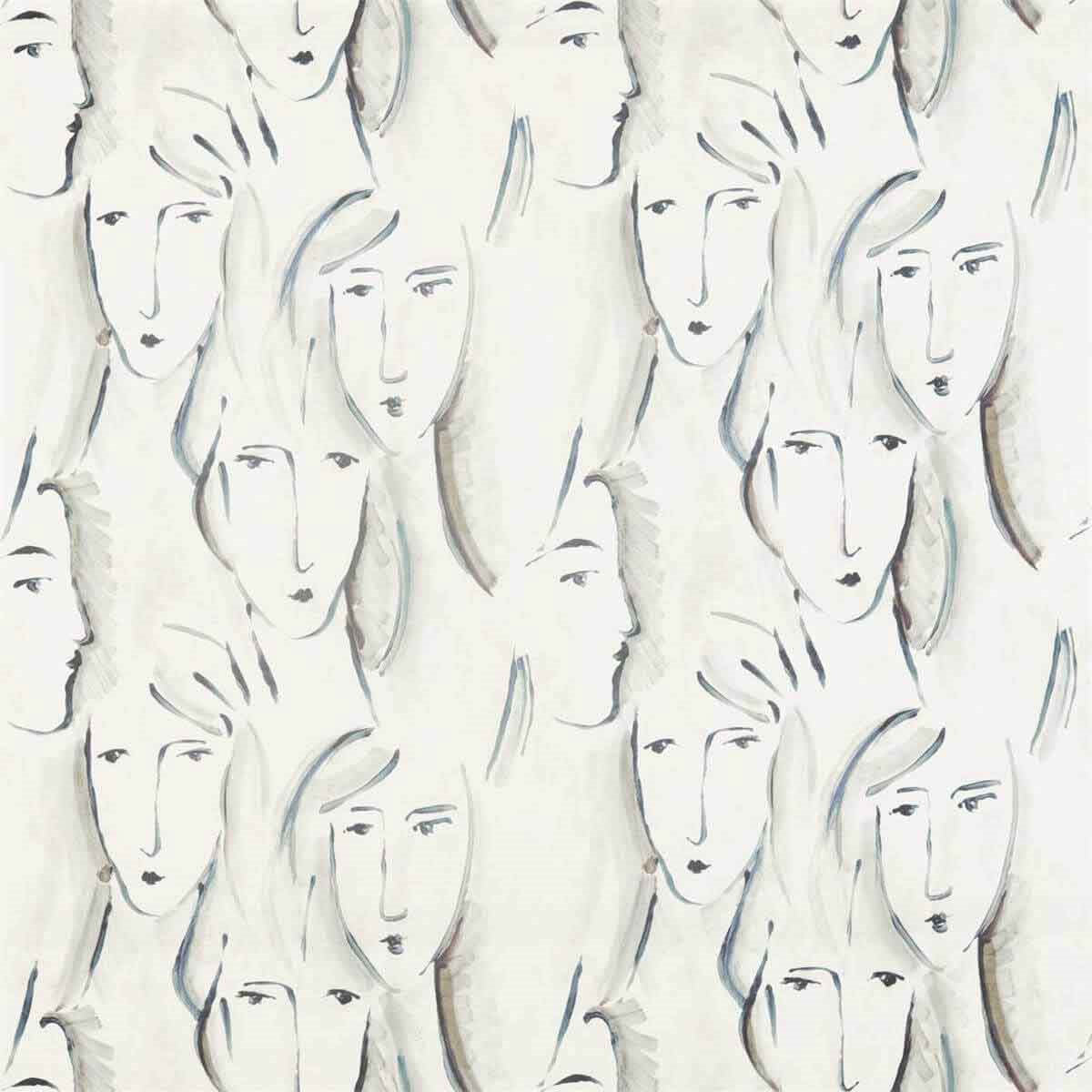 322676 Les Dames Icons Charcoal Fabric by Zoffany