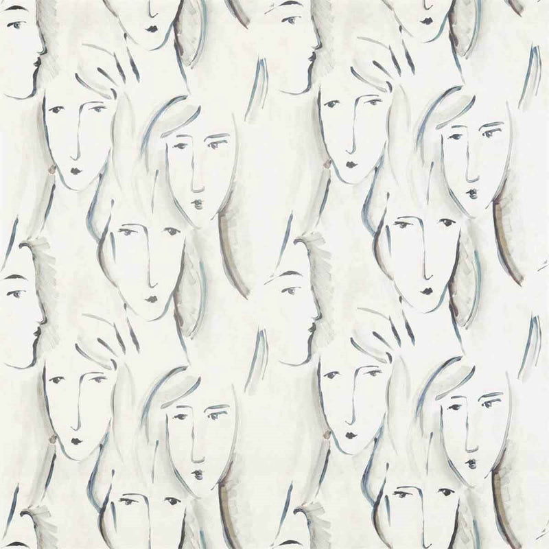 322676 Les Dames Icons Charcoal Fabric by Zoffany