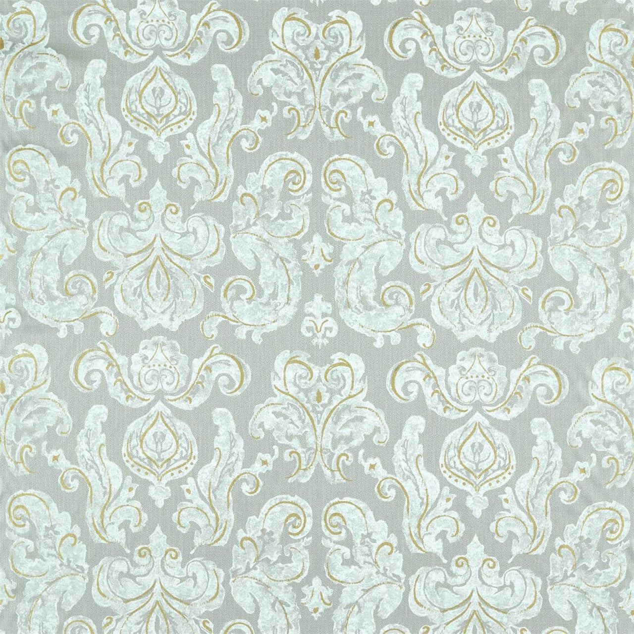322681 Brocatello Impasto Damask Silver Fabric by Zoffany