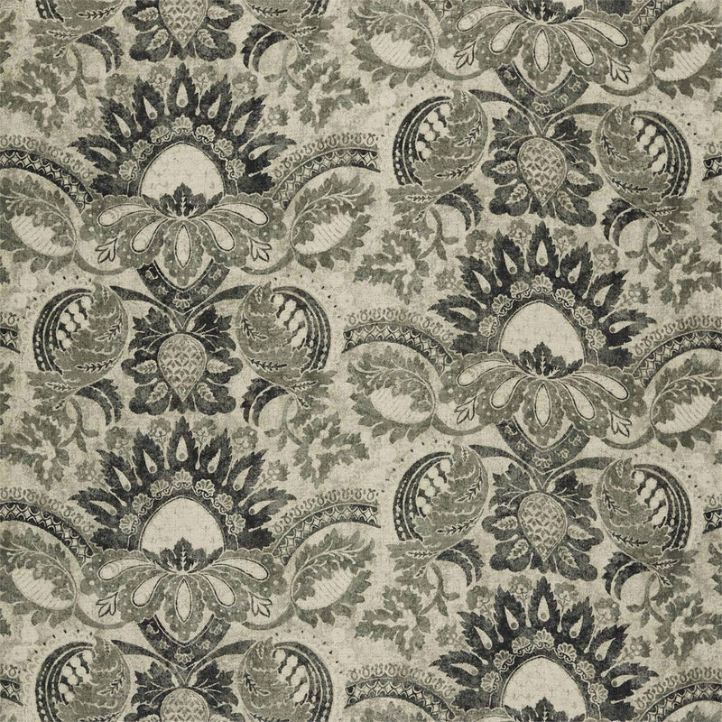 322692 Pomegranate Print Damask Gargoyle/Bone Black Fabric by Zoffany
