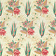Desert Flower II Antiquary Crimson/Teal Fabric by Zoffany