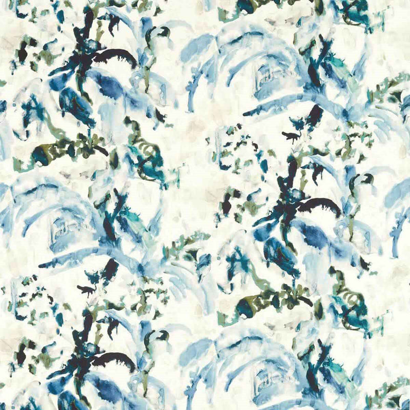 322713 Long Water Botanical Kensington Walk Indigo Fabric by Zoffany
