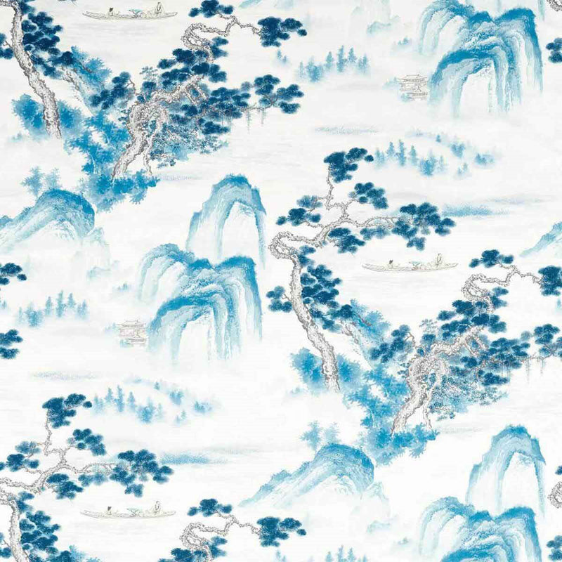 322725 Floating Mountains Kensington Walk Indigo Fabric by Zoffany