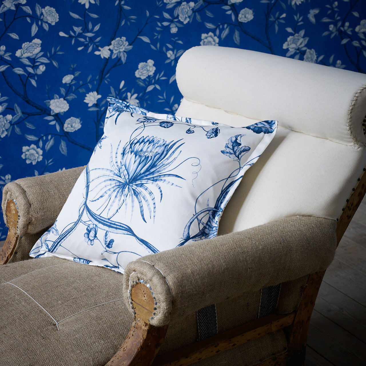 322739 Phaedra Toile Cotswolds Manor Indigo Fabric by Zoffany