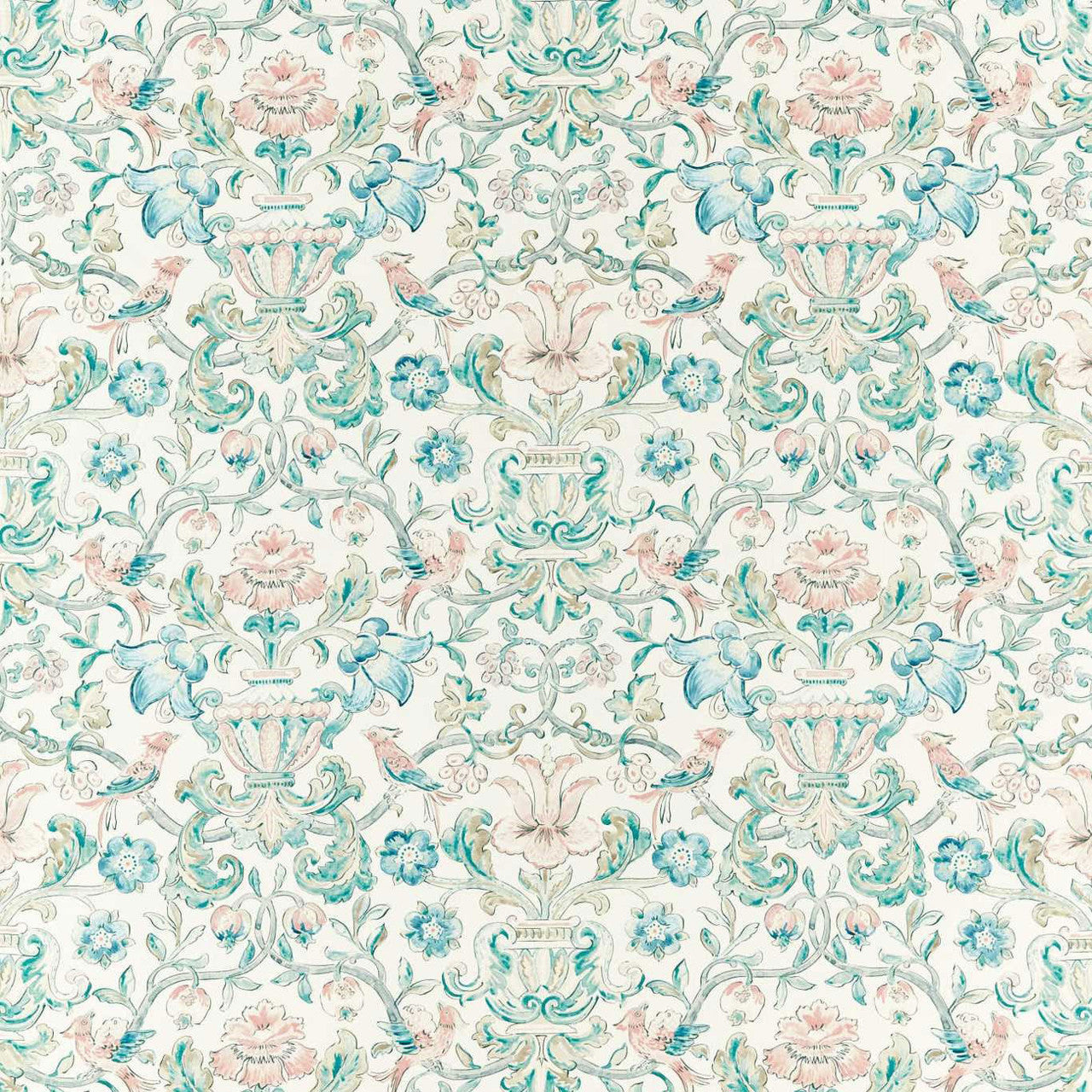 322742 Pompadour Print Cotswolds Manor Mineral Fabric by Zoffany