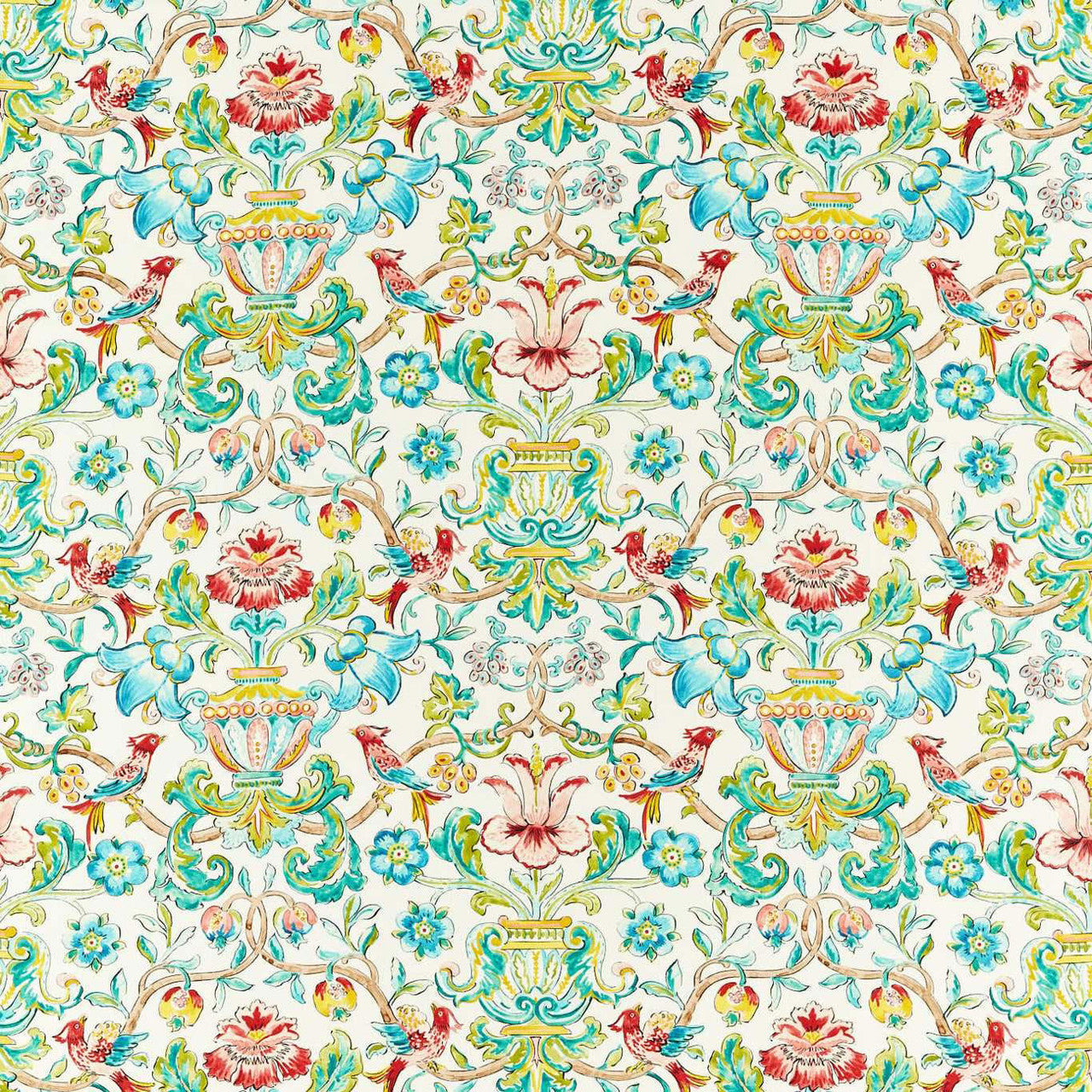 322743 Pompadour Print Cotswolds Manor Multi Fabric by Zoffany