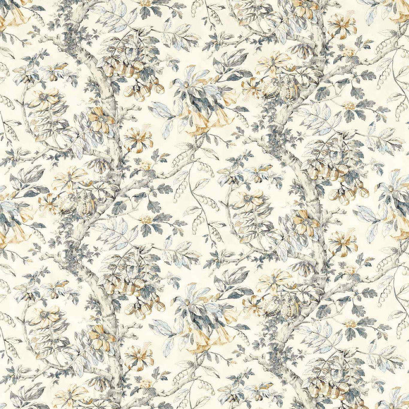 322758 Coromandel Print Arcadian Thames Empire Grey Fabric by Zoffany