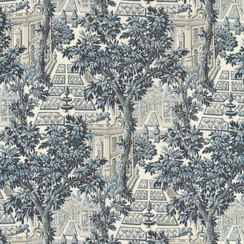 322767 Italian Garden Arcadian Thames Indigo Fabric by Zoffany